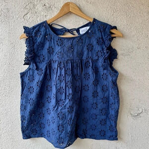 Isa & Ella Navy Blue Cutout Tie Back Top Large